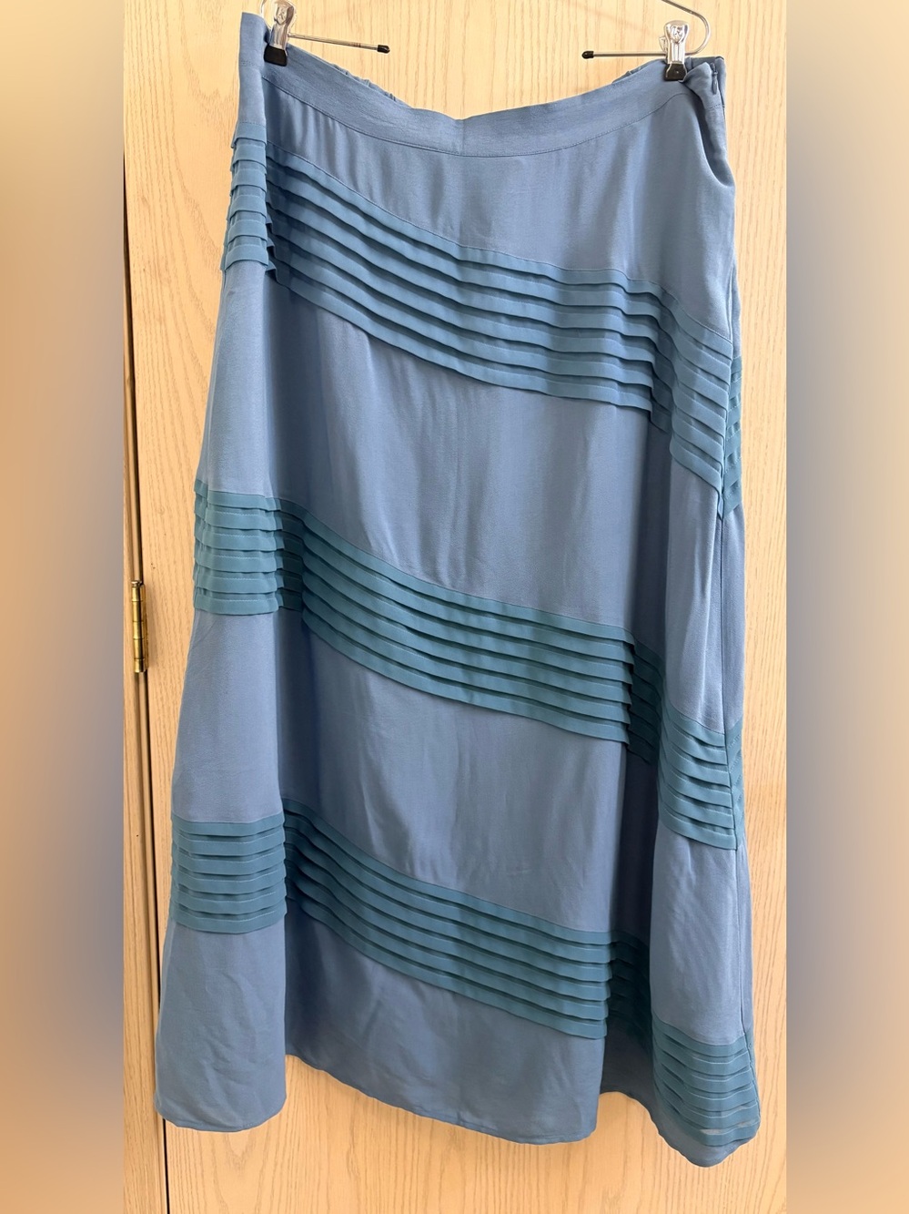Soft Surroundings Georgeous Blue Tiered Pleated A-Line Skirt
